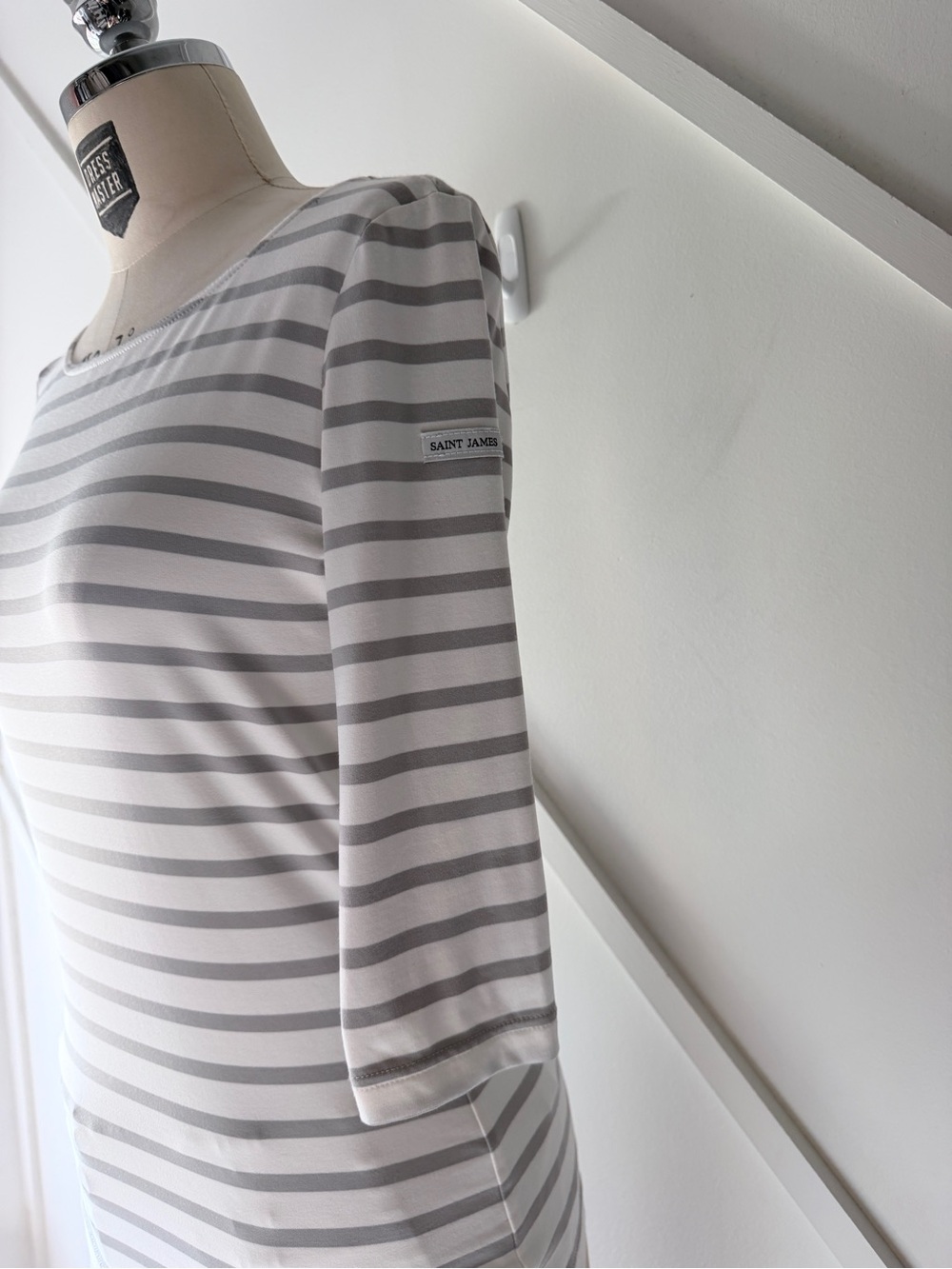 Saint James Breton Stripe Top NWT Size 4 White Grey French Sailor Shirt - Picture 5 of 13